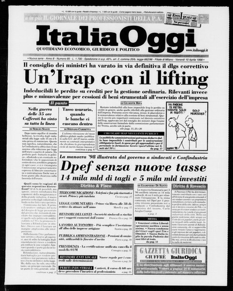 Italia oggi : quotidiano di economia finanza e politica